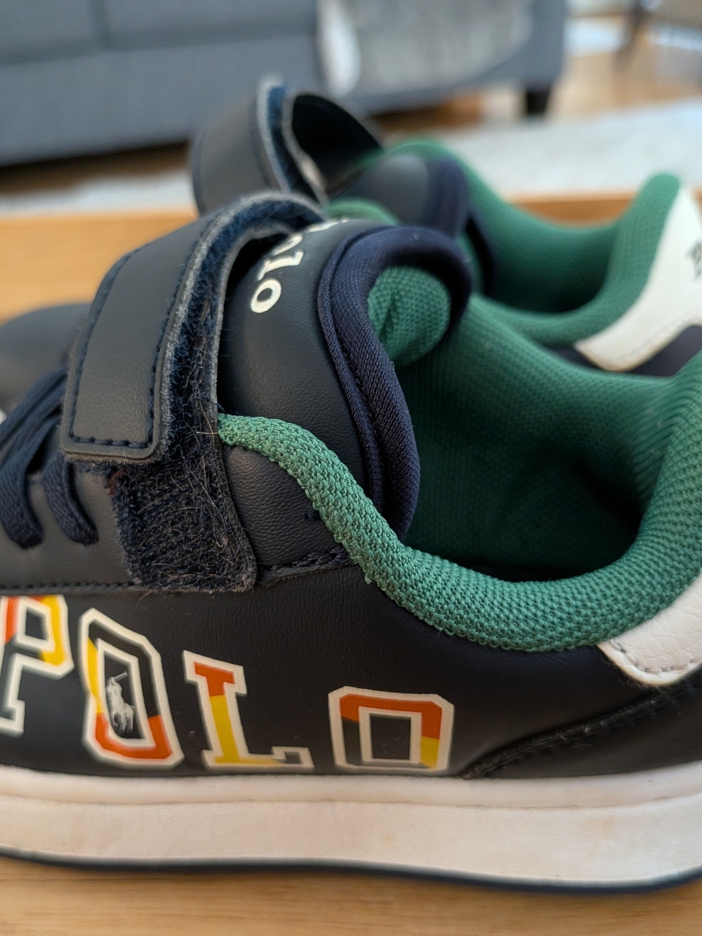 Polo by Ralph Lauren Kids Navy & Green Velcro Sneaker